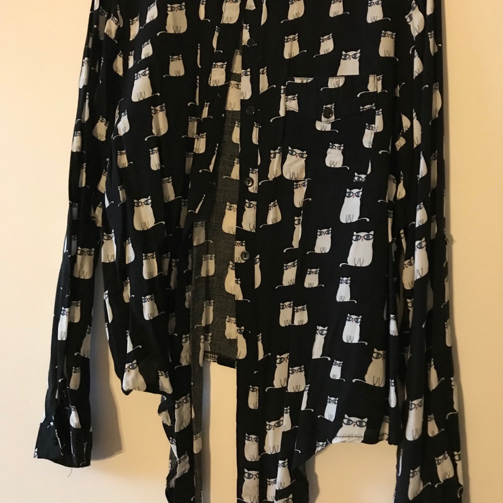 Black button up with adorable cats